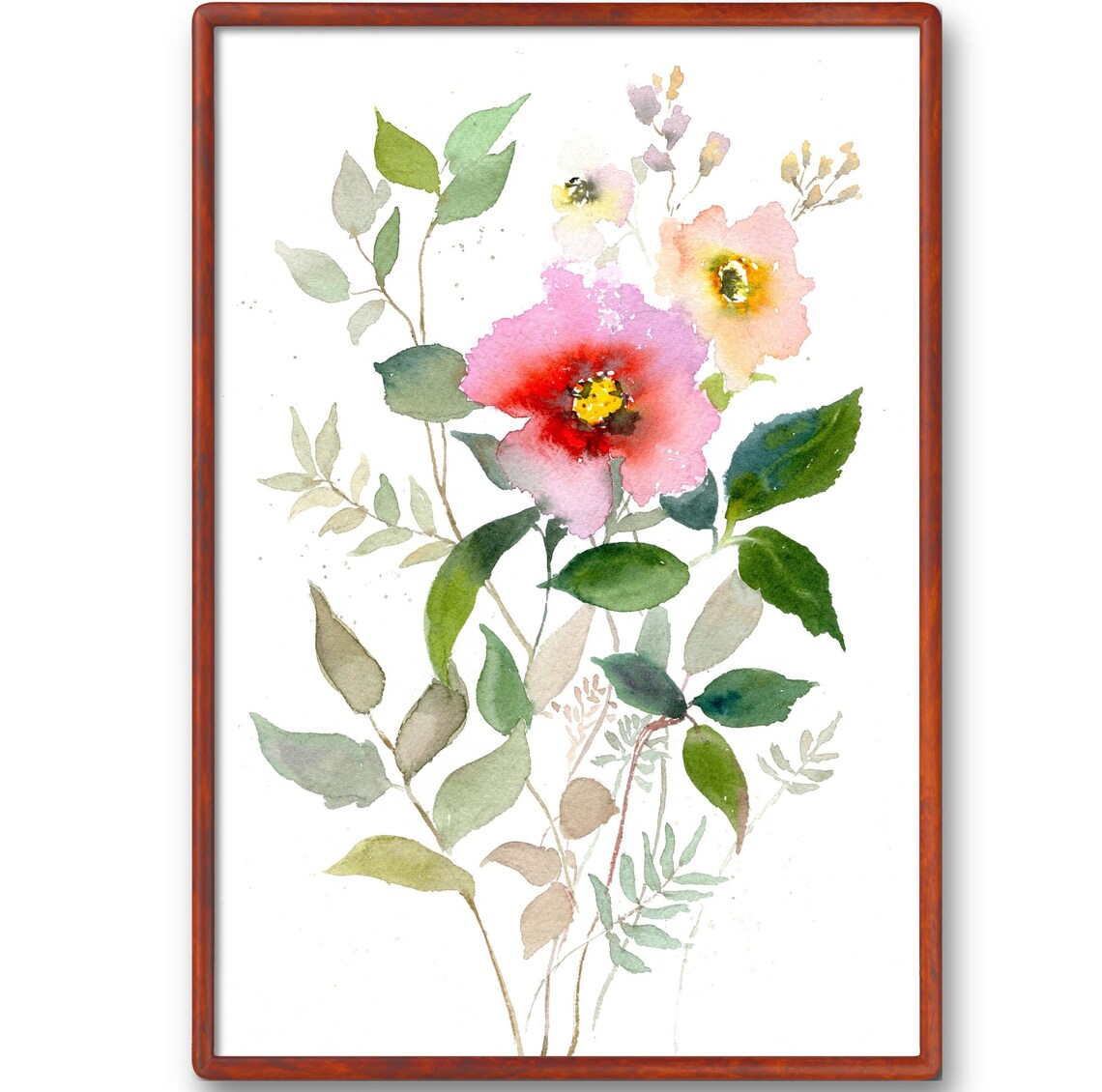 Blush Pink Wild Roses Loose Watercolor Botanical Floral Poster