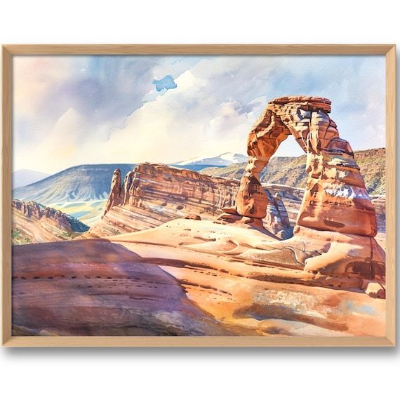 Delicate Arch Utah Desert Watercolor National Park Landscape Scene Poster