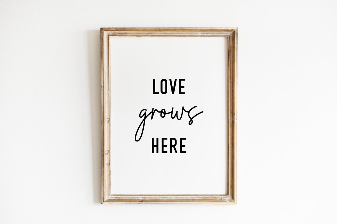 Love Grows Here Family Home Quote Script Bold Typography Poster