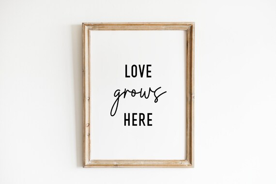 Love Grows Here Family Home Quote Script Bold Typography Poster