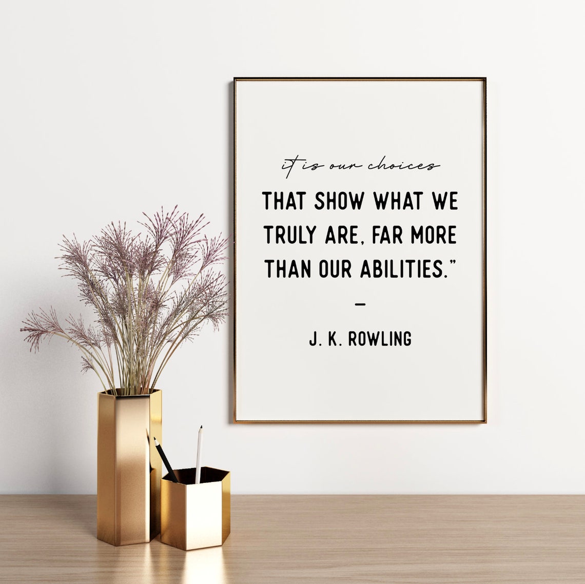 J.K. Rowling It Is Our Choices Quote Poster Black and White Typography - Image 5