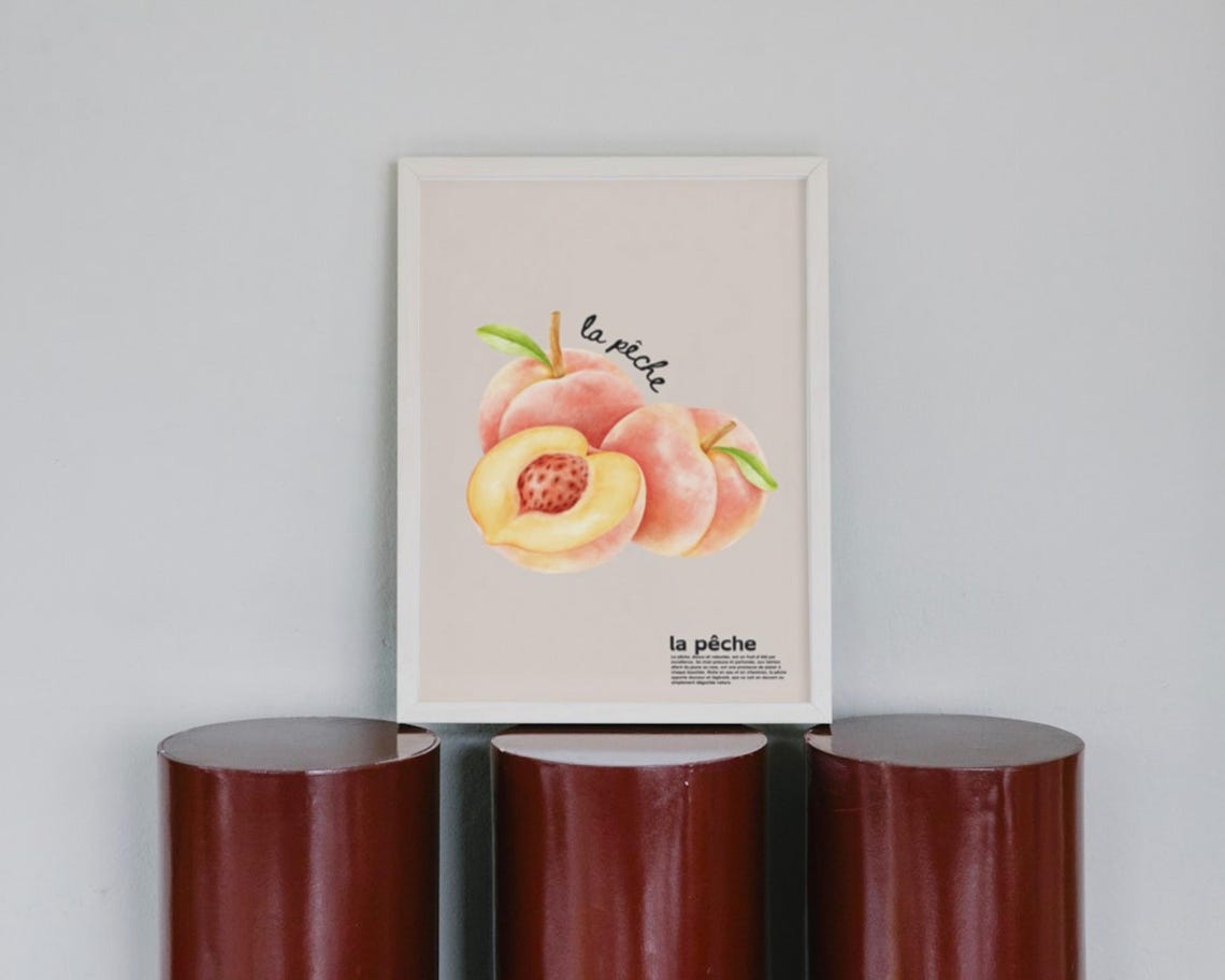 Peach Watercolour Kitchen Decor, French Inspired - Image 4