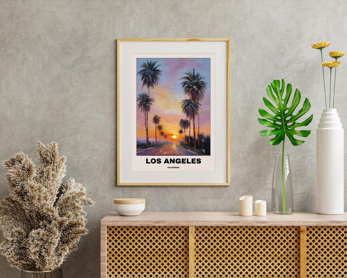 Los Angeles Poster Artwork, Minimalist California Sunset Painting - Image 2