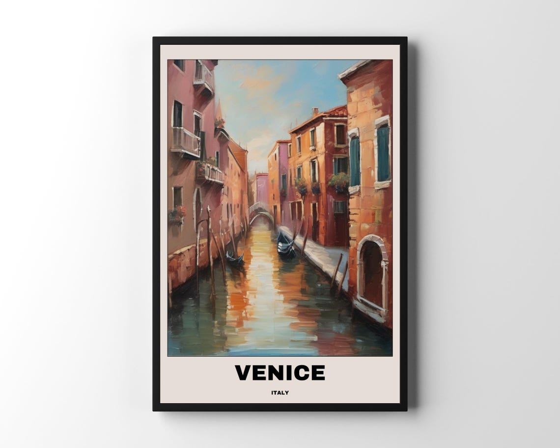 Venice Italy Travel Poster, Romantic Wall Art