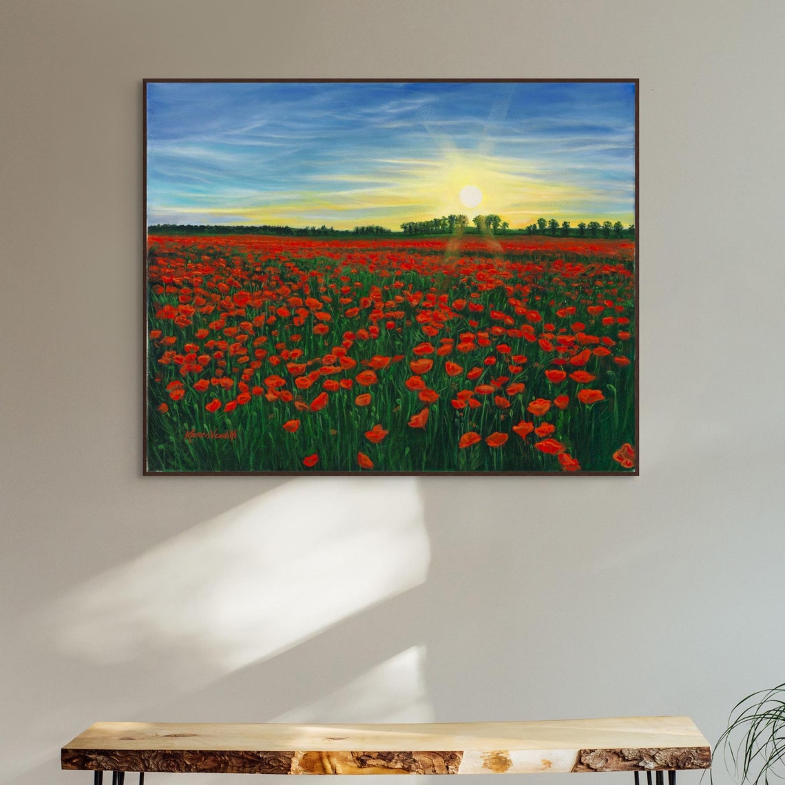 Red Poppy Field Sunset Bloom Blue Sky Wildflower Meadow Poster - Image 4