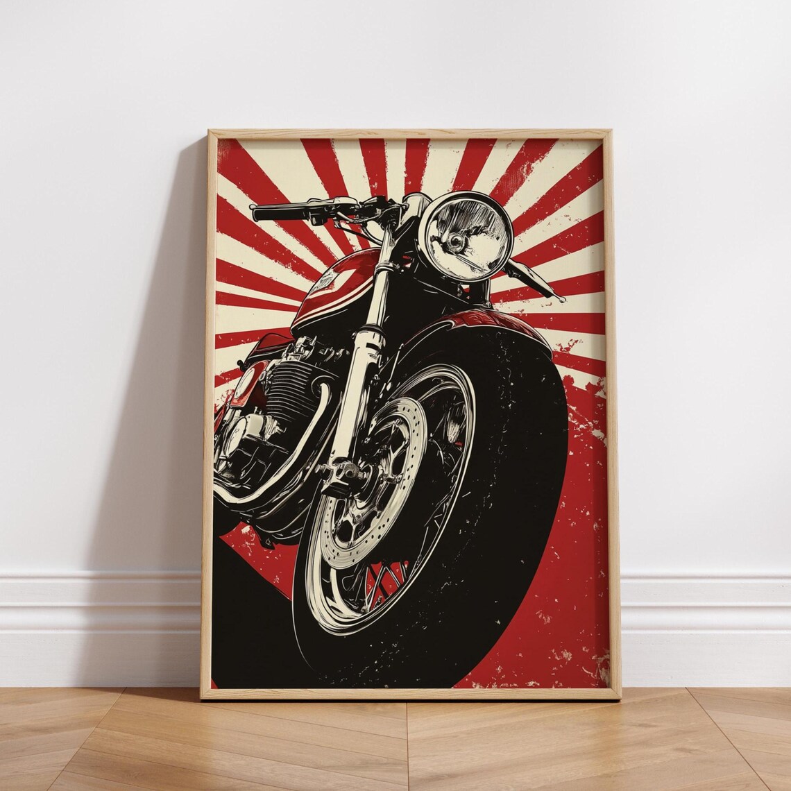 Cafe Racer Sunburst Retro Motorcycle Art Print
