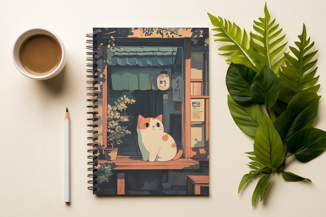 Charming Cat Spiral Notebook Lovers Journaling School Gifts Art And Notetaking Ruled Line Design