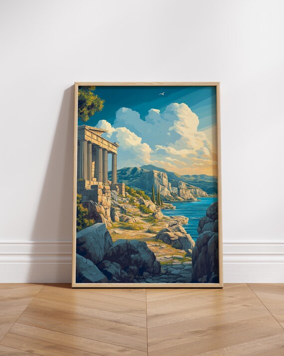 Ancient Greek Landscape Posters Serene Art For Home Deco Coastal History