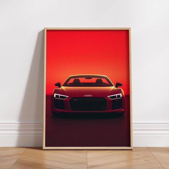 Modern Red Sports Car Wall Art Bold Automotive Poster Minimalist Decor Luxury Vehicle Print Gift For Lovers
