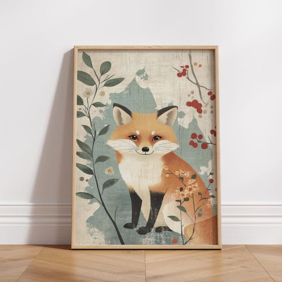 Whimsical Fox Poster Art Natureinspired Wall Decor Cute Animal Print Bedroom Or Office Gift For Lovers