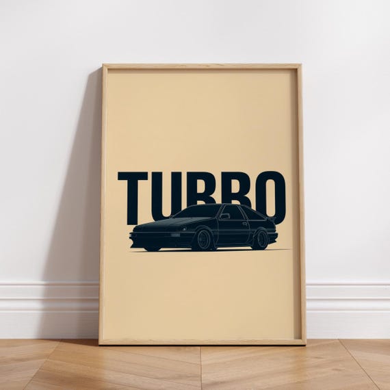 Turbo Car Poster, Minimalist Typography Art Print