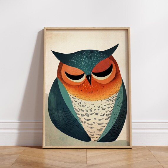 Whimsical Owl Boho Nursery Art Print