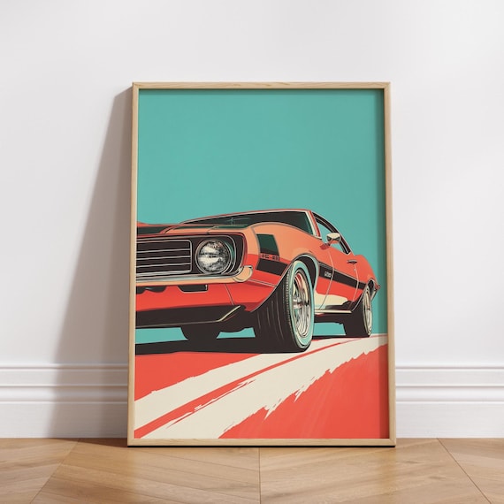 Retro Muscle Car Vertical Poster Vintage Automotive Decor Classic Wall Art Gift For Enthusiasts Home Office Decoration Garage