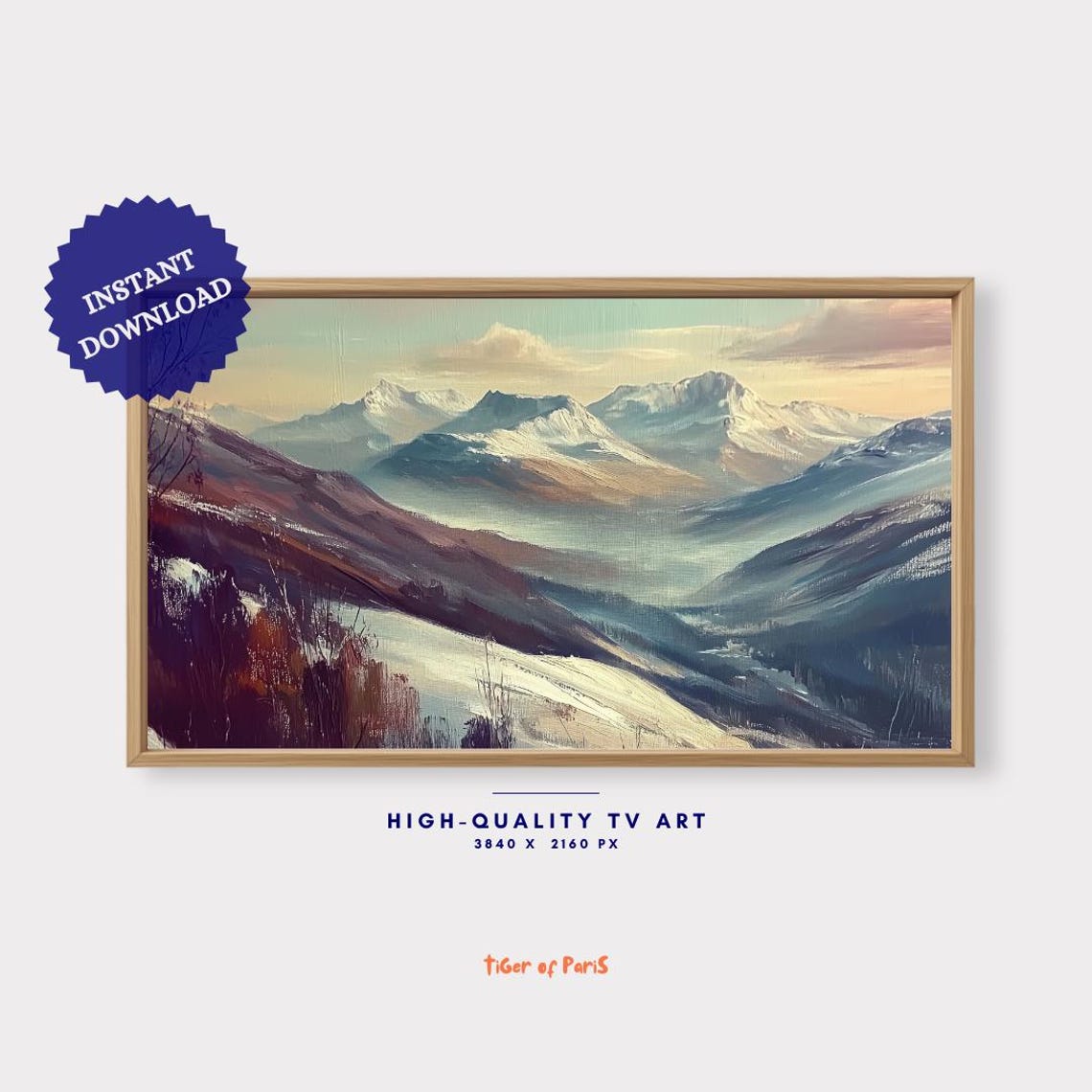 Frame Tv Art Winter Mountain Painting Snowy Scenic Artwork 169 - Image 4