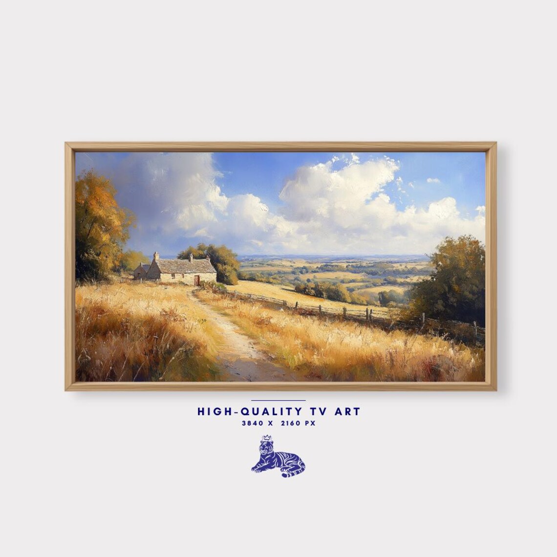 Serene English Countryside Landscape, Oil-Style Art Print - Image 3