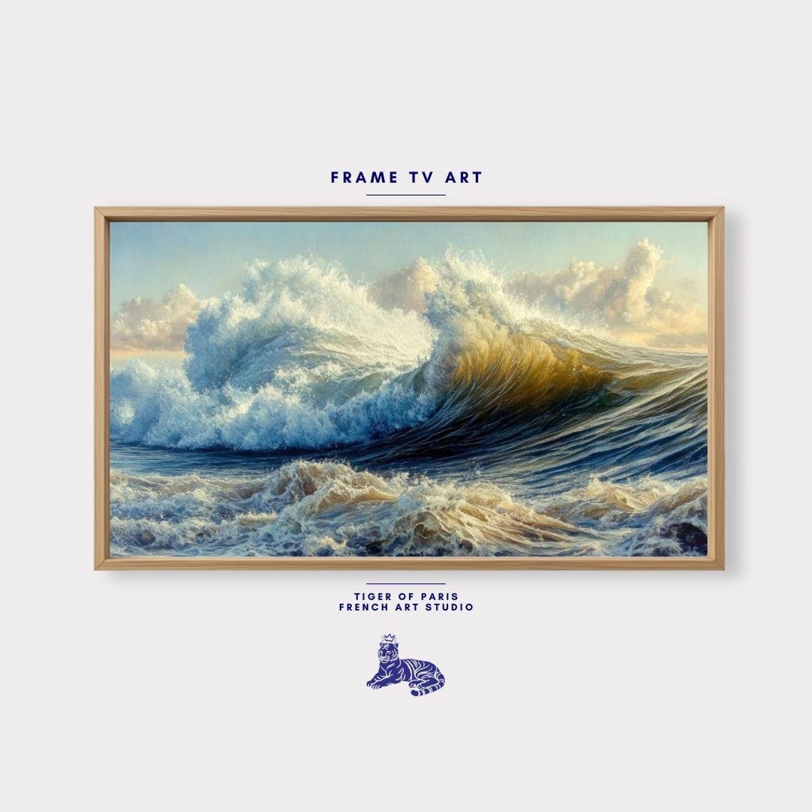 Frame Tv Art Frame Tv Art Vintage Pastel Costal Oil Painting Moody Ocean Summer Sea Art For Frame