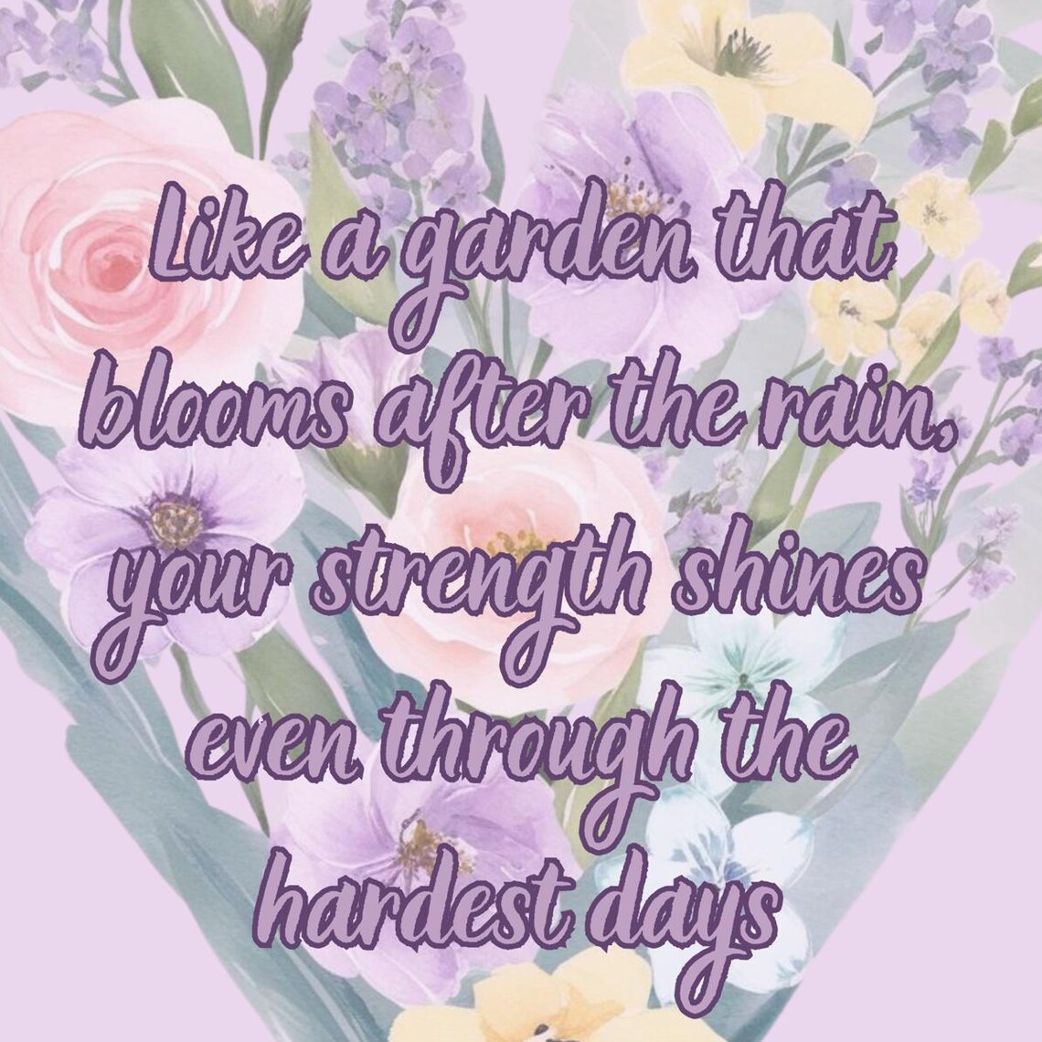 Garden Blooms After Rain Quote Poster Purple Floral Art Decor