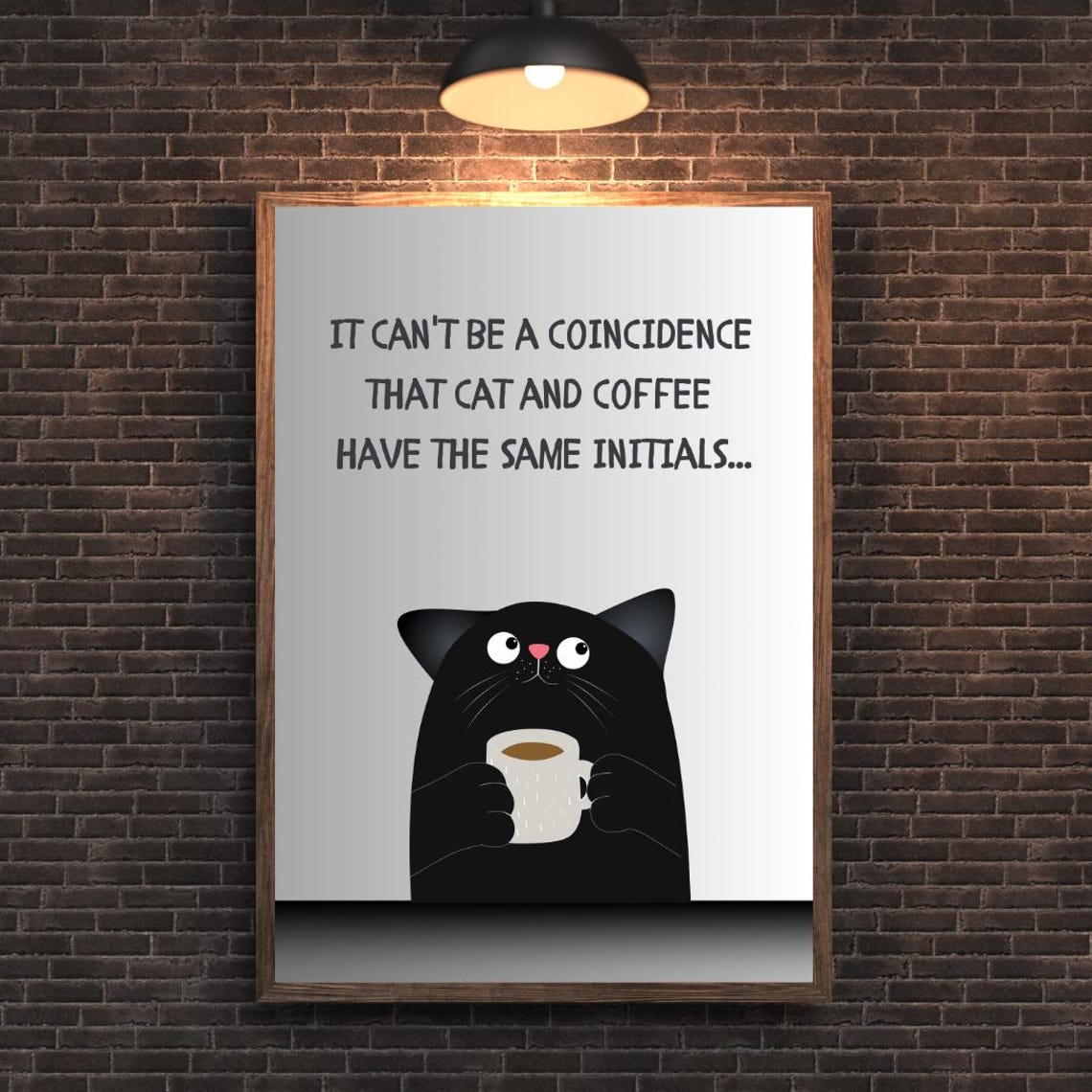 Funny Black Cat And Coffee Quote Animal Lover Kitchen Wall Art