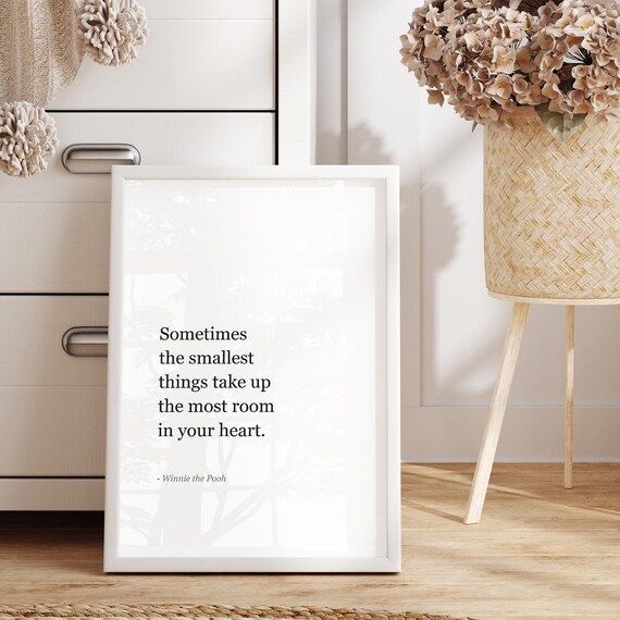 The Smallest Things Winnie Pooh Quote Wall Art Inspirational Poster For Childs Room Or Nursery Boho Trendy