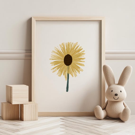 Sunflower Nursery Wall Art Handdrawn Floral Print