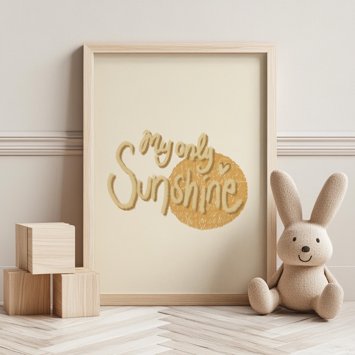 My Only Sunshine Hand Lettered Gold Sun Nursery Quote Wall Art