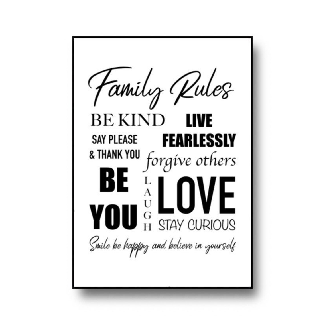 Family Rules Wall Art Quote Print
