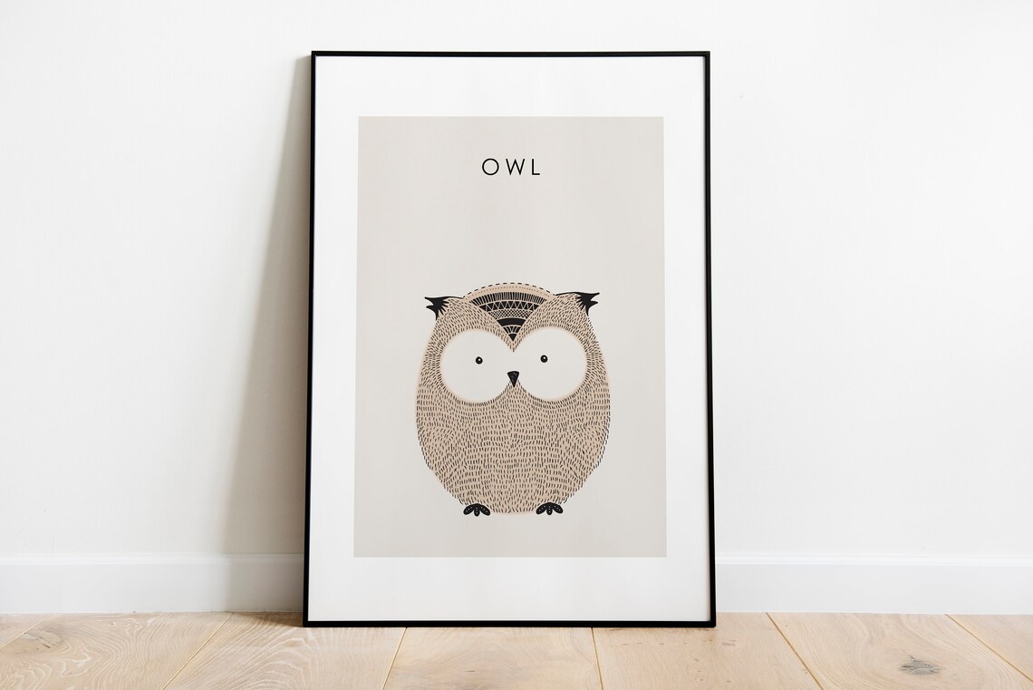 Owl Nursery Art Print, Animal Wall Decor