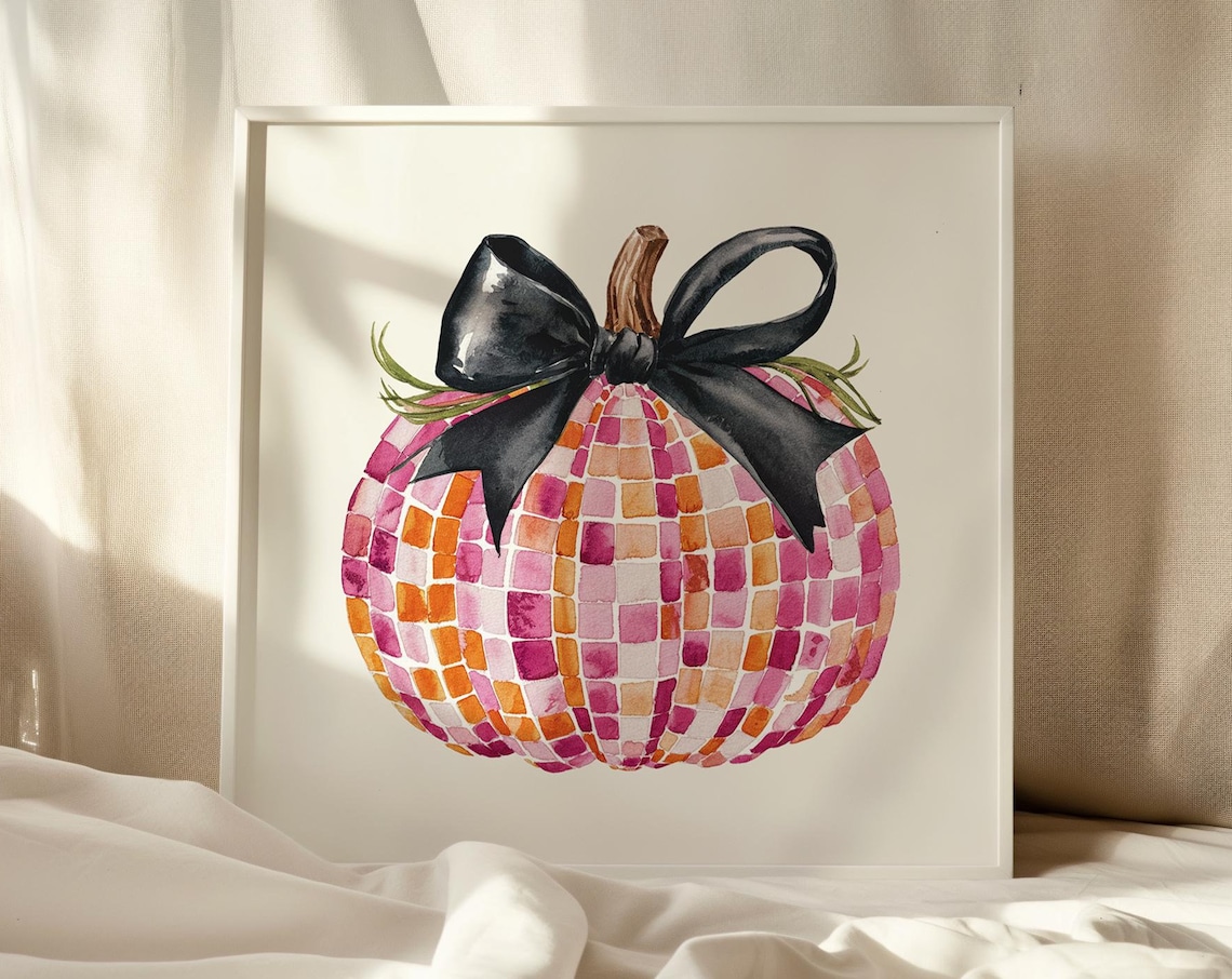 Disco Pumpkin Boho Halloween Autumn Art Print