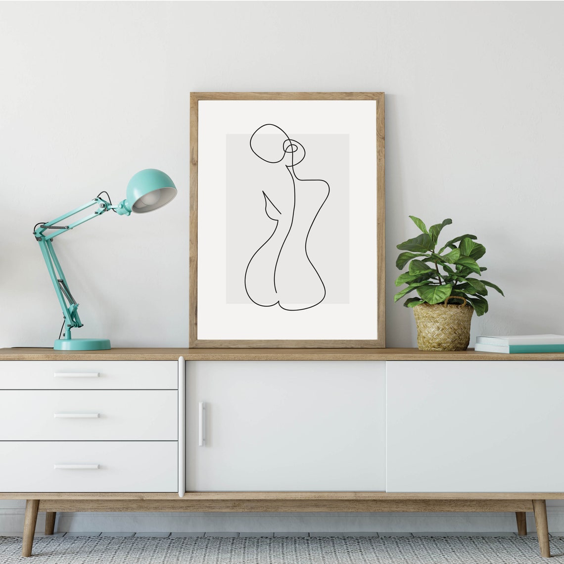 Abstract Woman Single Line Drawing Minimalist Black White Figure Poster - Image 2