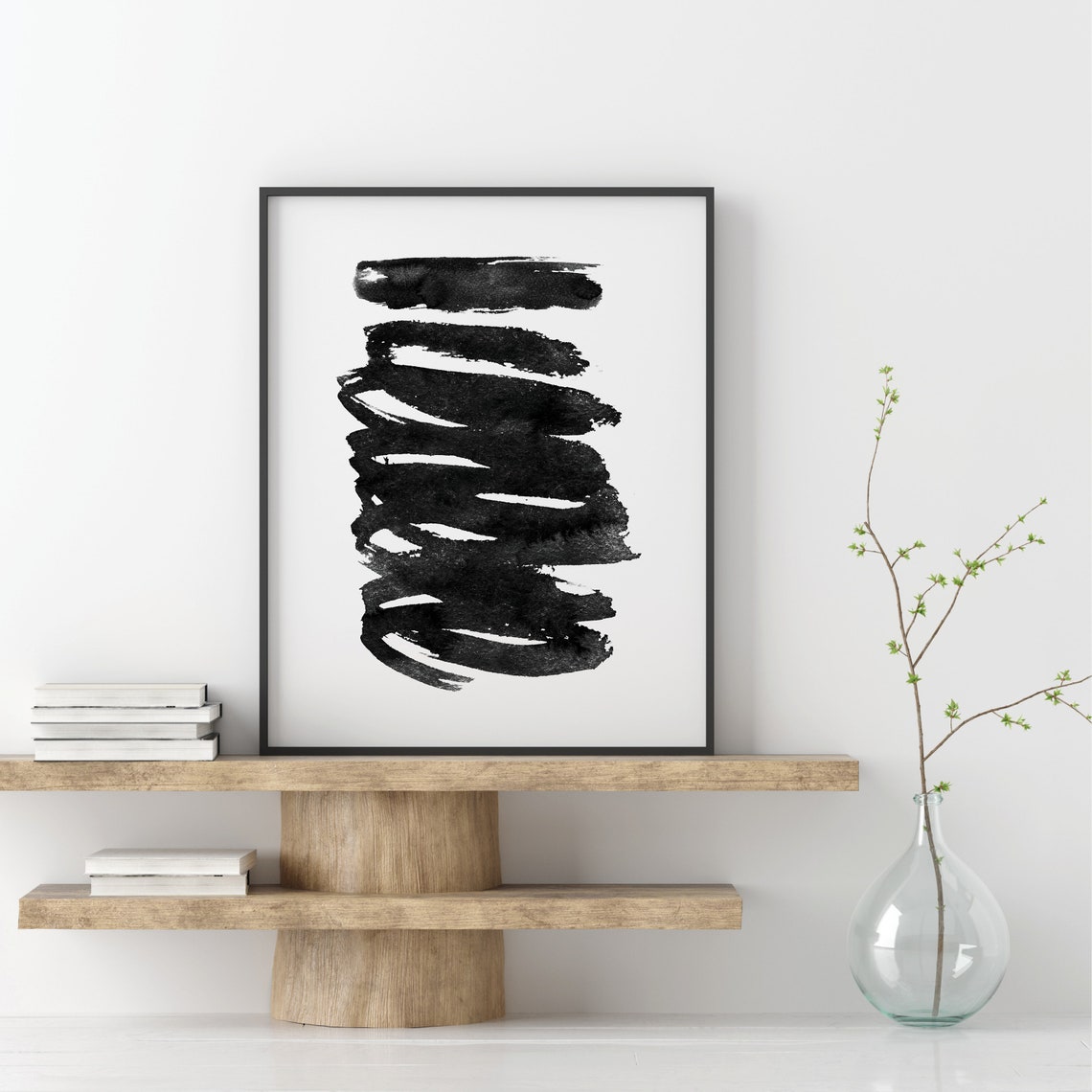 Gray Ink Blot Abstract Artwork Frame Options Black White Matte Poster - Image 4