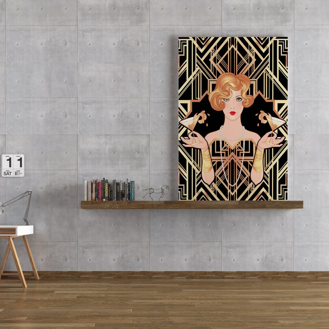 Art Deco Flapper Girl With Two Cocktails Black And Gold 1920s Poster - Image 4