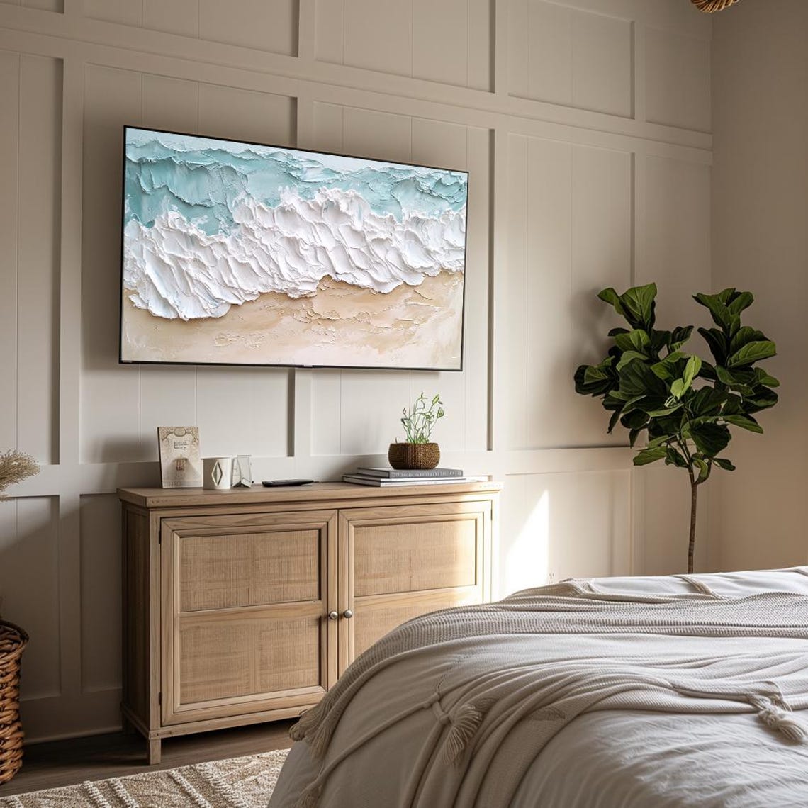 Turquoise Sea Foam Waves Textured Abstract Ocean Art Wall Art - Image 6