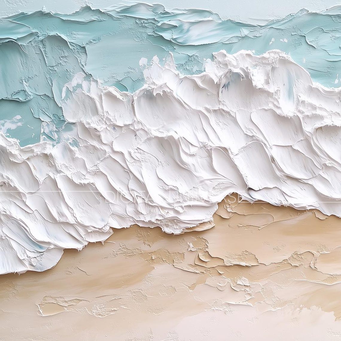 Turquoise Sea Foam Waves Textured Abstract Ocean Art Wall Art - Image 3