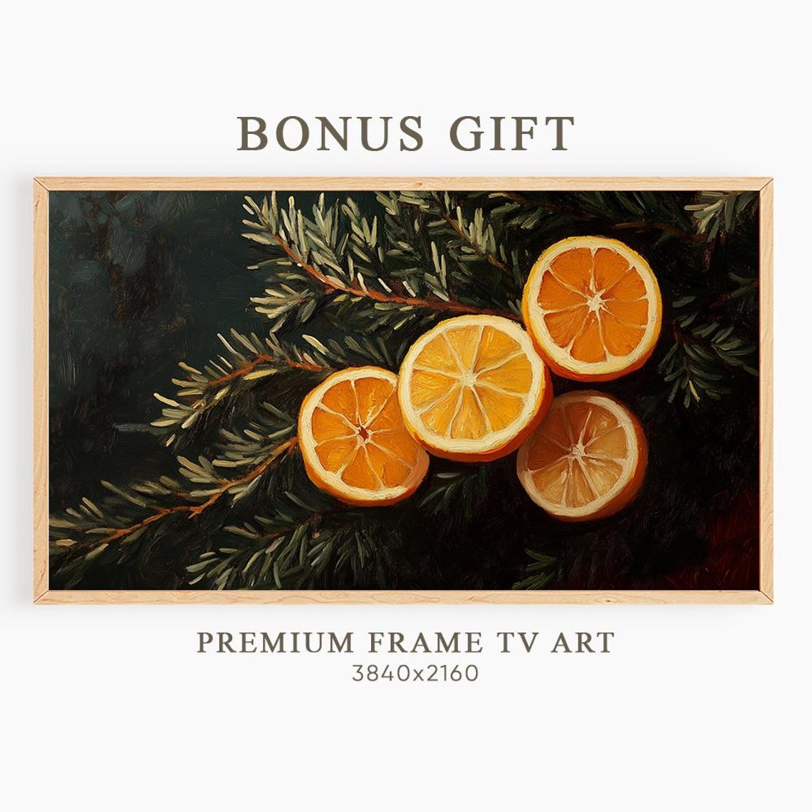 Christmas Garland with Orange Slices and Pinecones Dark Holiday Poster - Image 6