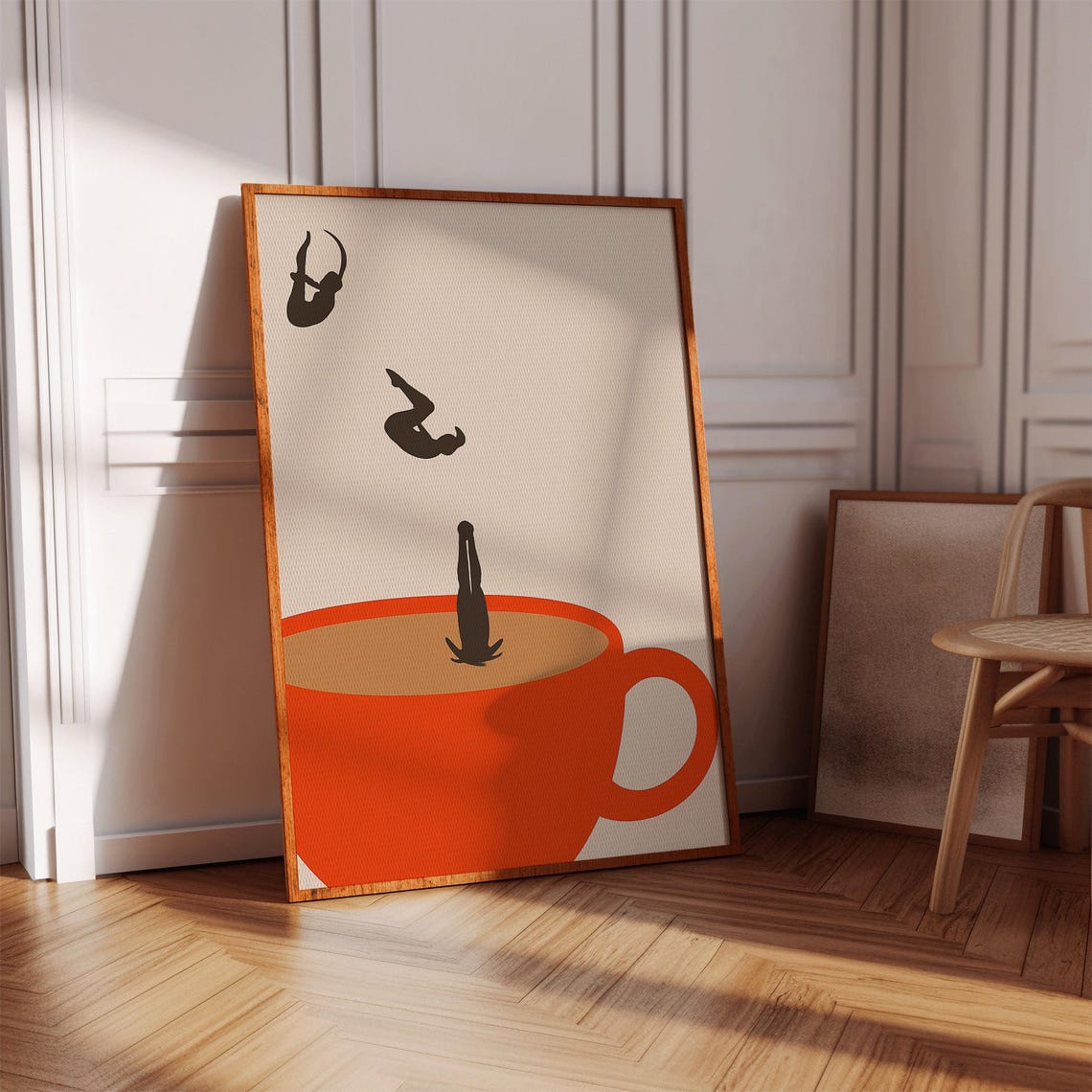 Minimalist Coffee Print Surreal Caffeine Poster Mid Century Modern Wall Decor Retro Kitchen Illustration