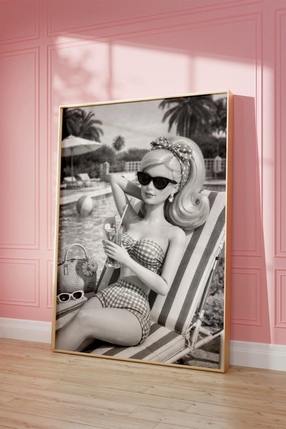 Black And White Poster Girly 90s Vibe Art Vintage Wall Digital Download