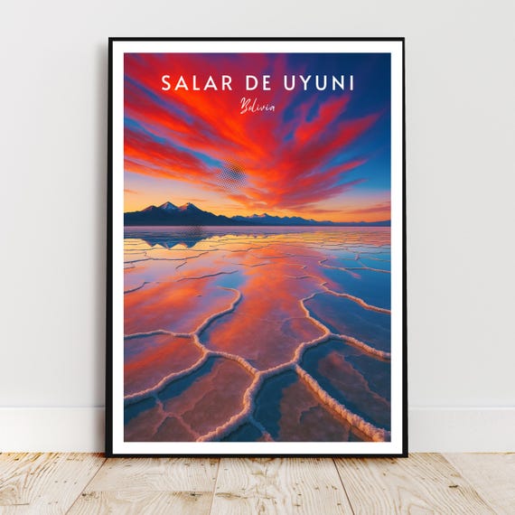 Travel Wall Art Salar De Uyuni Bolivia America Salt Flats Unesco Modern Poster Gift Print