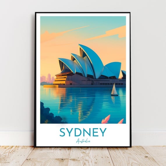 Travel Wall Art Sydney Australia Oceania Opera Modern Retro Vintage Poster Gift Print
