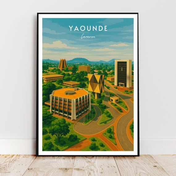 Travel Wall Art Yaounde Cameroon Africa Architecture Modern Poster Gift Print