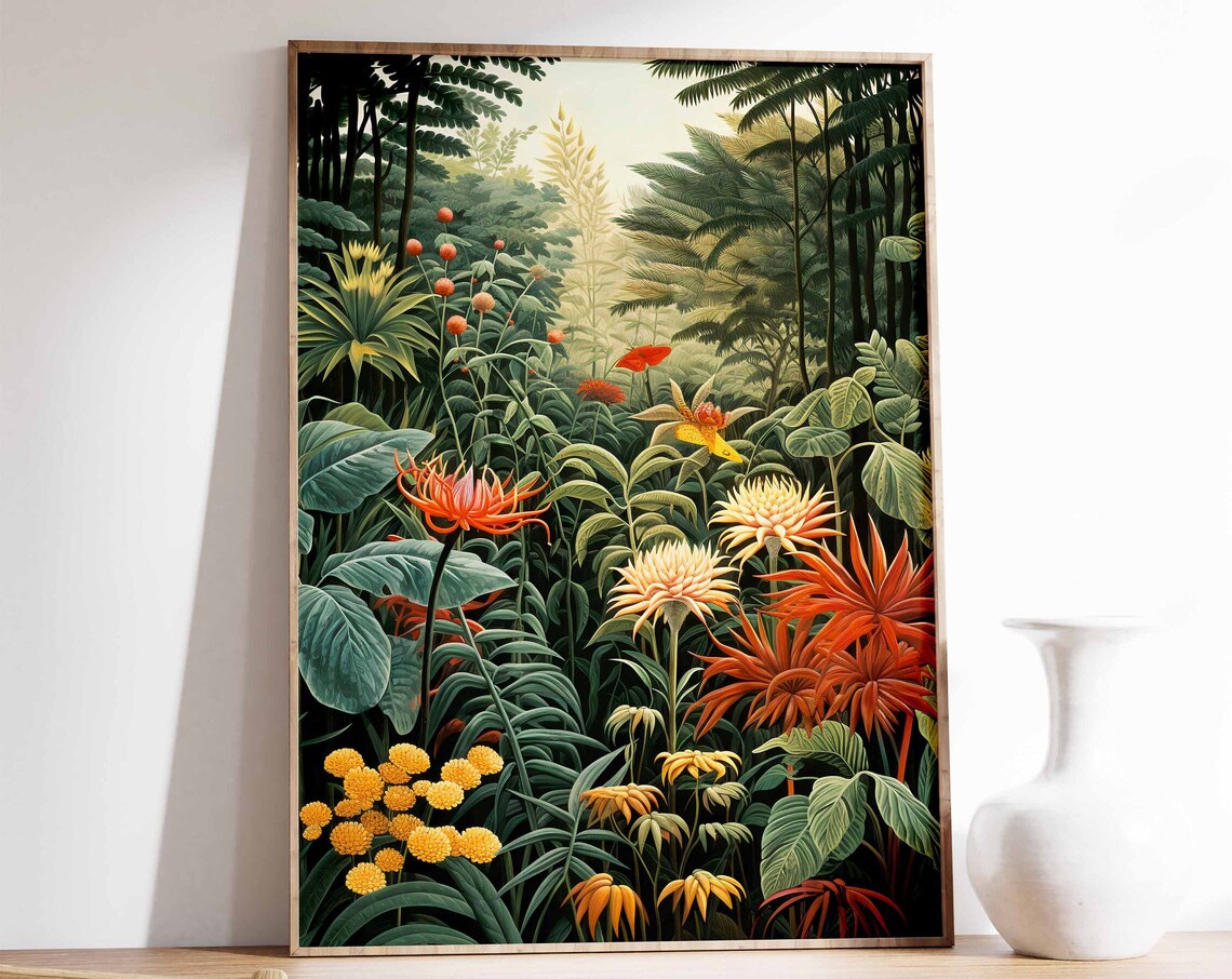 Vintage Botanical Tropical Floral Poster, Rousseau