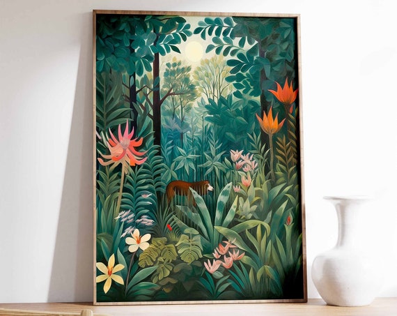 Vintage Botanical Print Tropical Floral Poster Henri Rousseau Art Decor Wall Garden