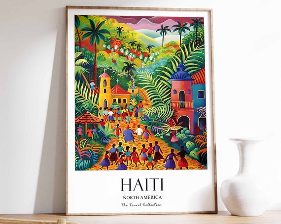Haiti Print Travel Poster North America Caribbean Tropical Wall Art Gift