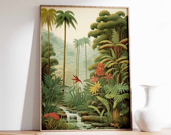 Vintage Botanical Print Tropical Floral Poster Henri Rousseau Art Decor Wall Jungle