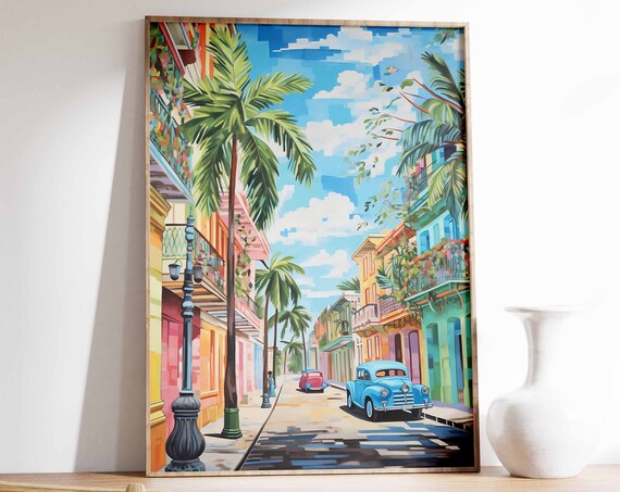Havana Vintage Travel Poster, Cuban Decor Print