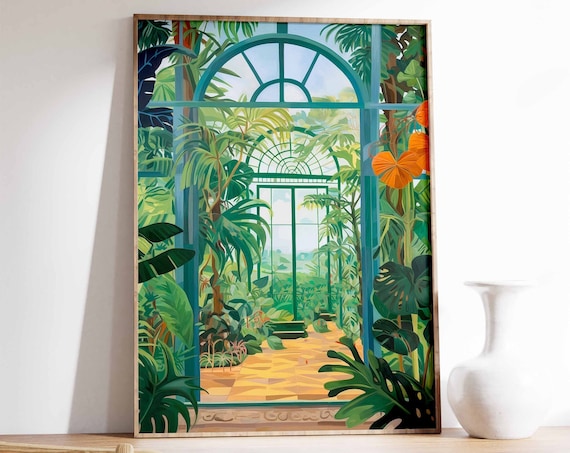 Lush Tropical Greenhouse Botanical Glasshouse Jungle Art Poster