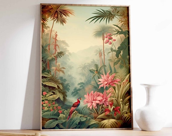 Vintage Botanical Print Tropical Floral Poster Henri Rousseau Art Decor Wall Garden