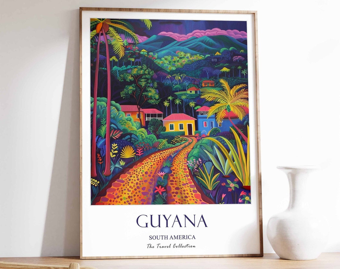 Guyana South America Moonlit Jungle Path Travel Collection Poster