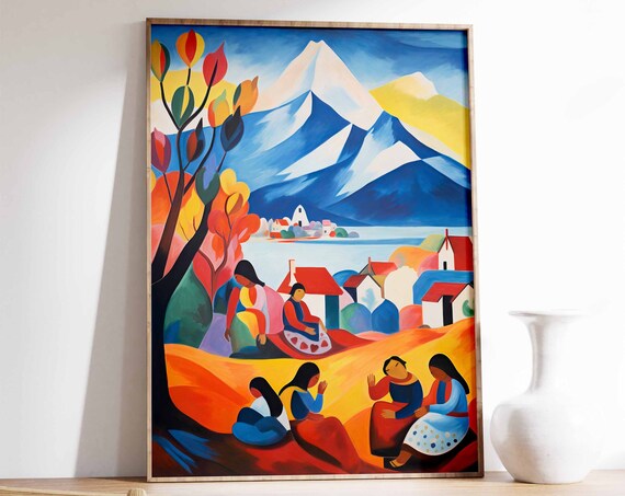 Chile Vintage Floral Poster, Indigenous Folk Decor