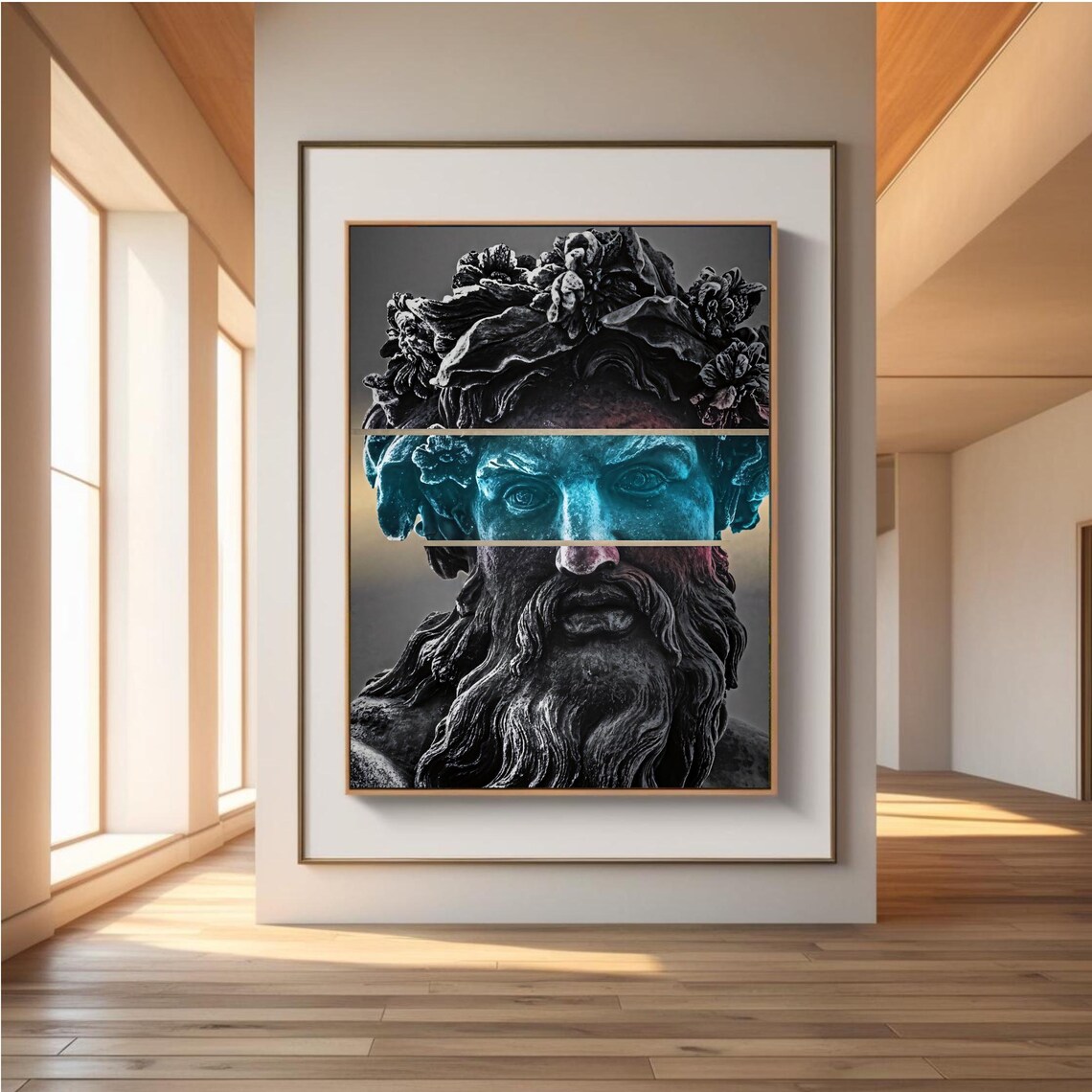 Ancient God Surreal Split Face Statue, Mythology Art Print - Image 5