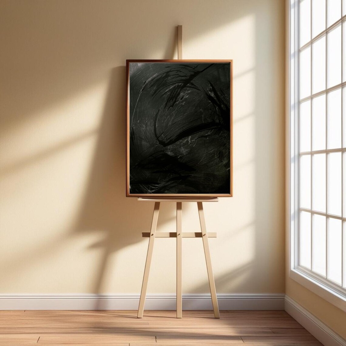 Dark Abstract Art, Moody Brushstroke Texture - Image 2